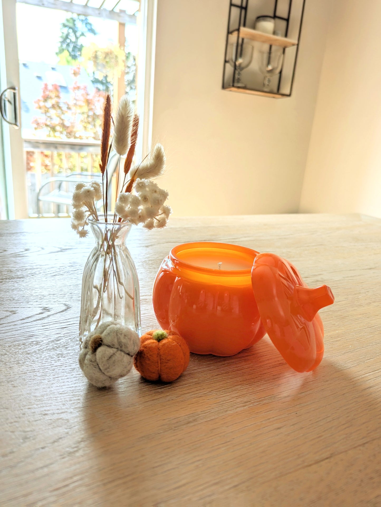14oz Orange Glass Pumpkin Soy Wax Candle