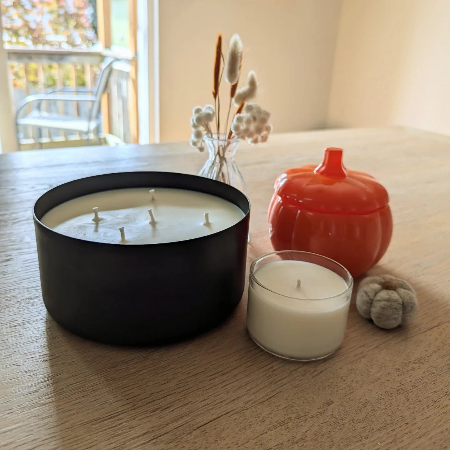 14oz Orange Glass Pumpkin Soy Wax Candle