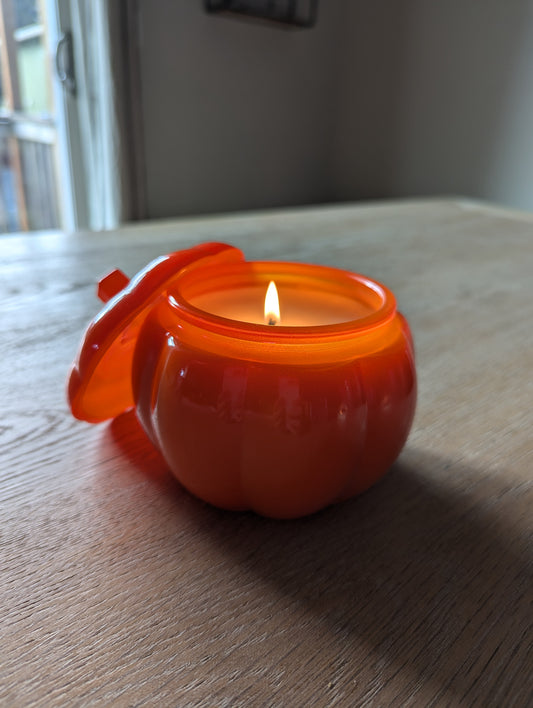 14oz Orange Glass Pumpkin Soy Wax Candle