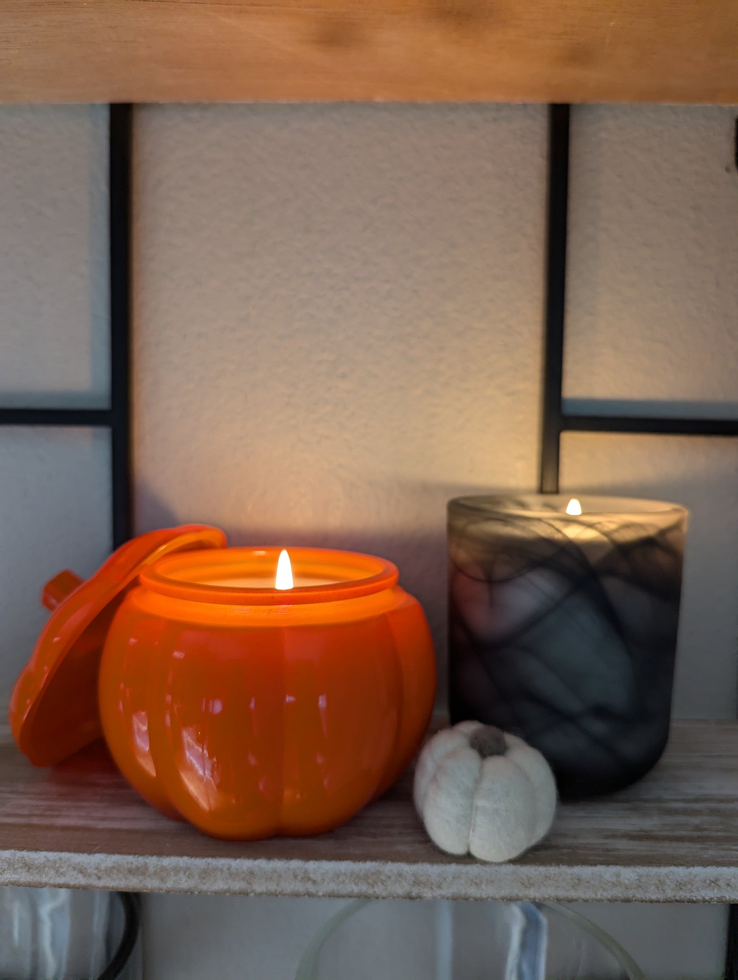 14oz Orange Glass Pumpkin Soy Wax Candle