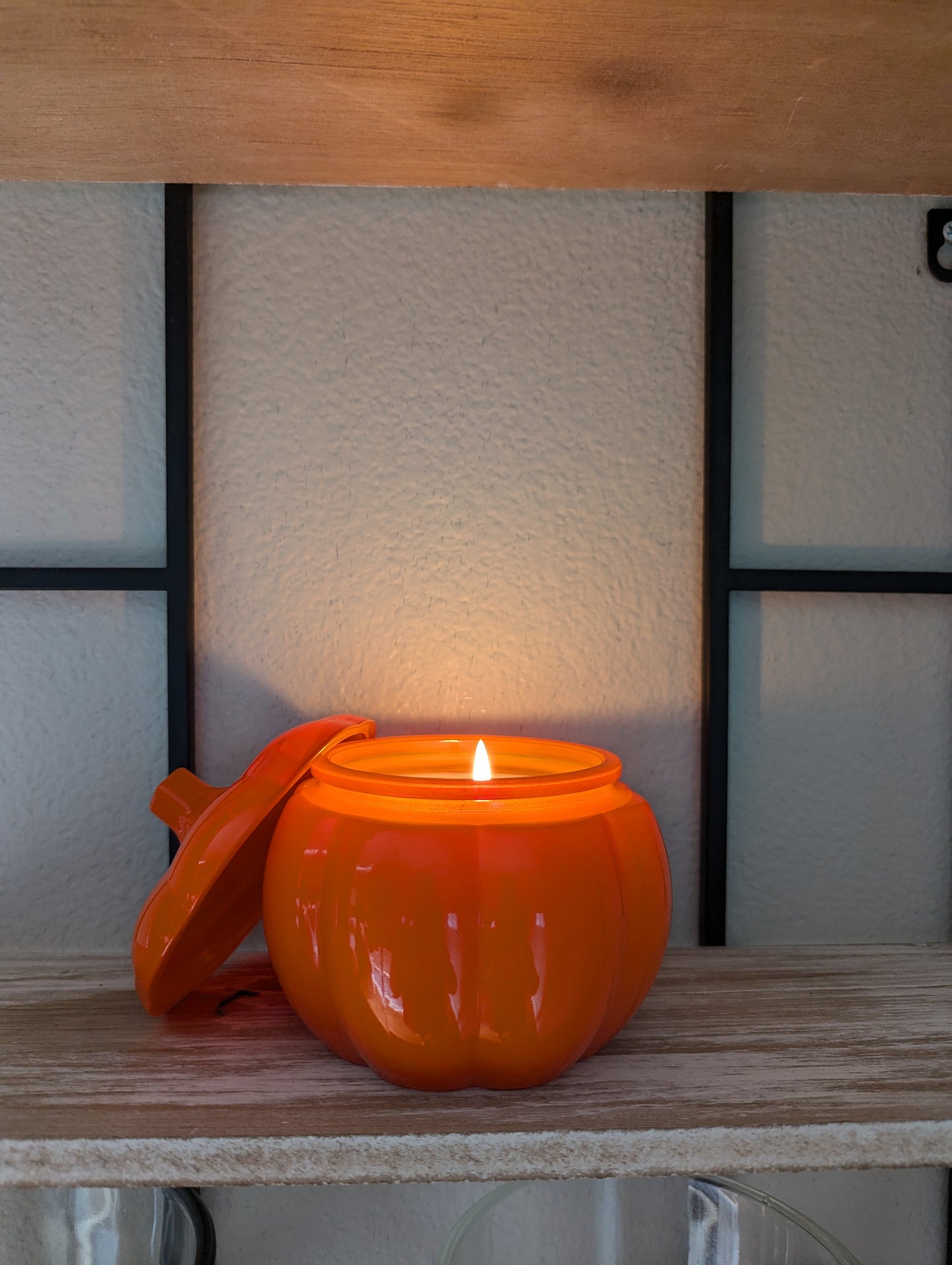14oz Orange Glass Pumpkin Soy Wax Candle