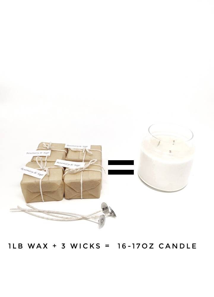 Zero Waste DIY Candle Refill Kit- 4oz of pre-scented wax & wicks